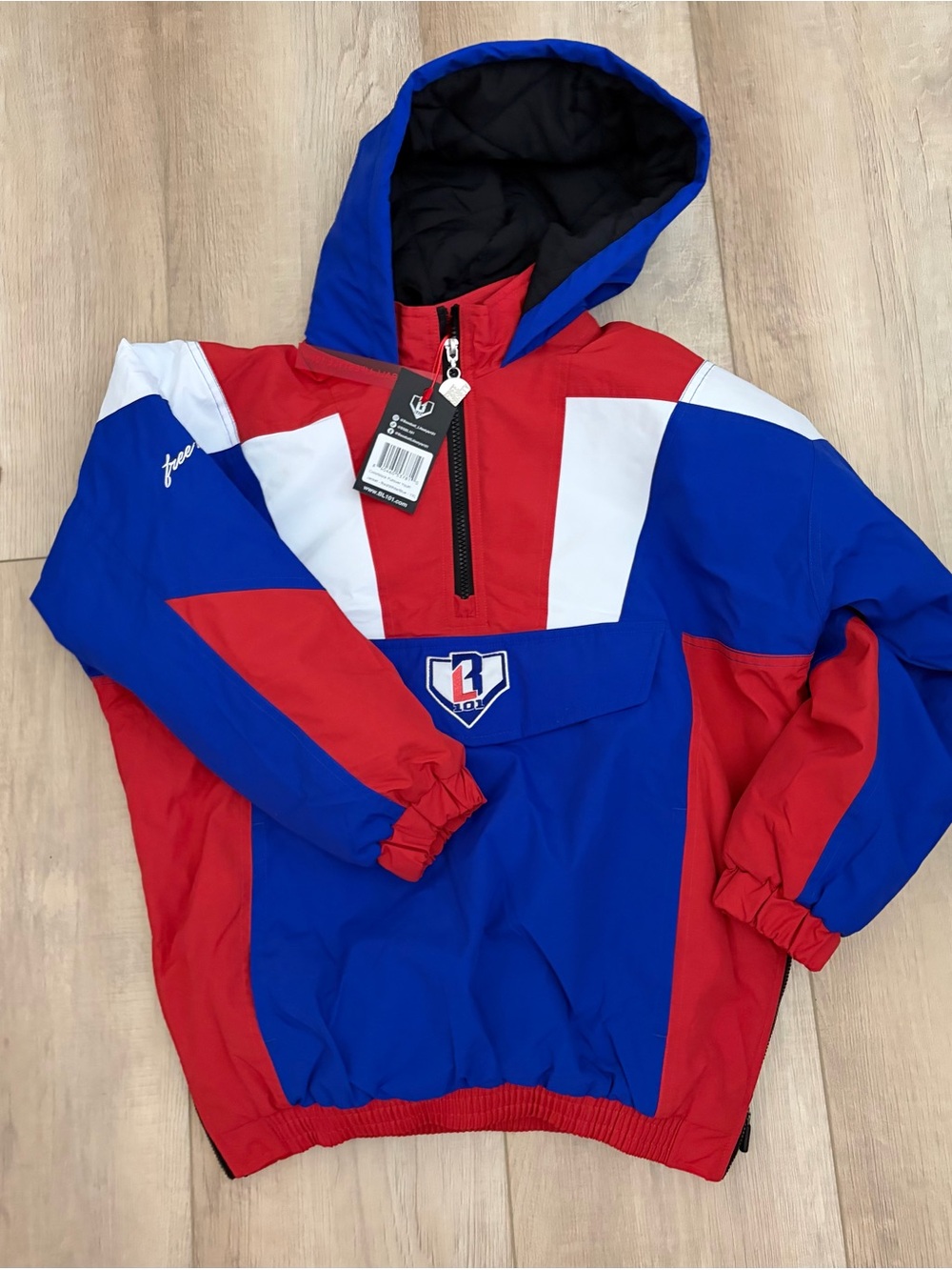 Kids Blue & Red Hooded Pullover Jacket by 101 YL
